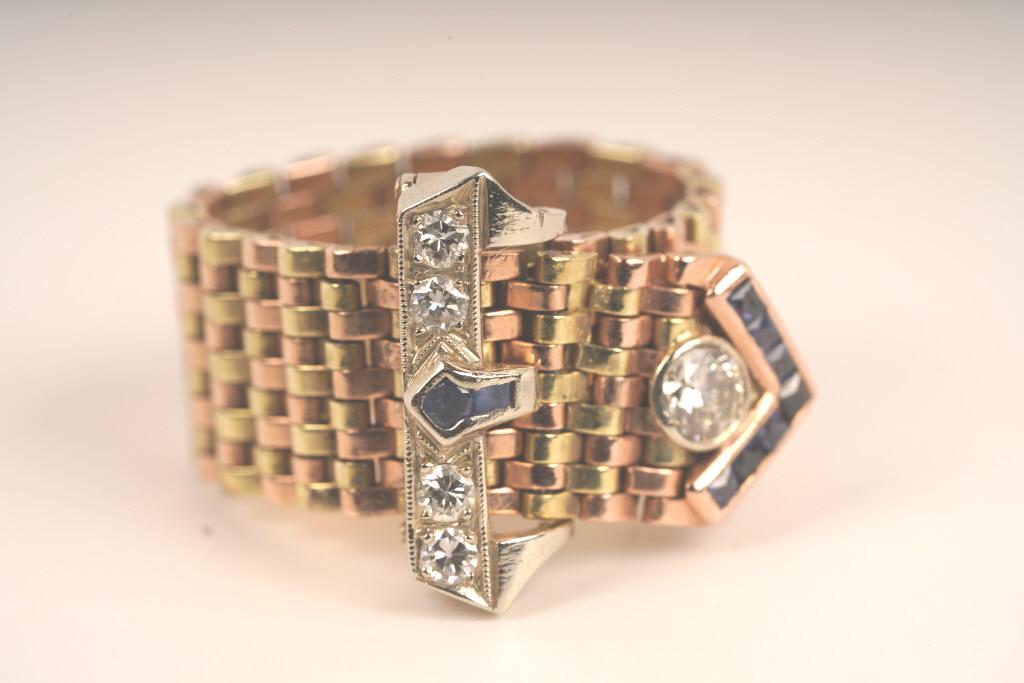 14K Gold Edwardian Adj. Strap Ring Diamond (1 of 4)