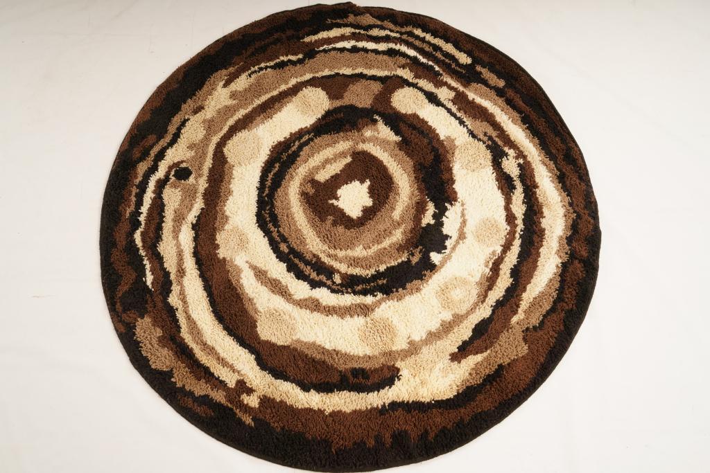 Danish MidCentury Ege Boutique Wool Rya Rug: Purchased new by an esteemed Boston retailer in the 1970's; stored securely since then. Never walked on, no fading, or wear of any kind. 100% wool rya; thick pile carpet