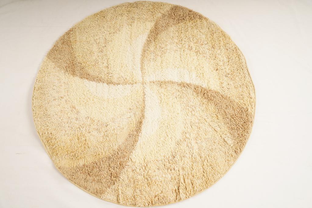 Danish Ege Polar MidCentury Wool Rya Rug: Purchased new by an esteemed Boston retailer in the 1970's; stored securely since then. Never walked on, no fading, or wear of any kind. 100% wool rya; thick pile carpet