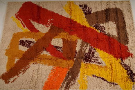 Spanish Concepts Intl Freeman Wool Rug: Purchased new by an esteemed Boston retailer in the 1970's; stored securely since then. Never walked on, no fading, or wear of any kind. 100% wool rya; thick pile carpet