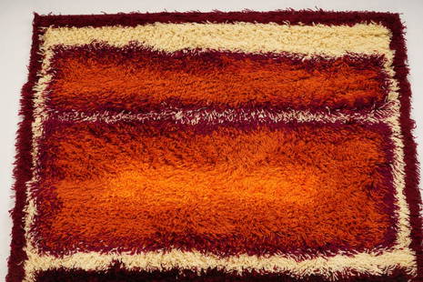 Spanish Concepts Intl Freeman Wool  Rug: Purchased new by an esteemed Boston retailer in the 1970's; stored securely since then. Never walked on, no fading, or wear of any kind. 100% wool rya; thick pile carpet