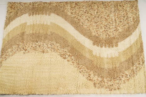 Danish MidCentury Ege Rya Polar Wool Rya Rug: Purchased new by an esteemed Boston retailer in the 1970's; stored securely since then. Never walked on, no fading, or wear of any kind. 100% wool rya; thick pile carpet