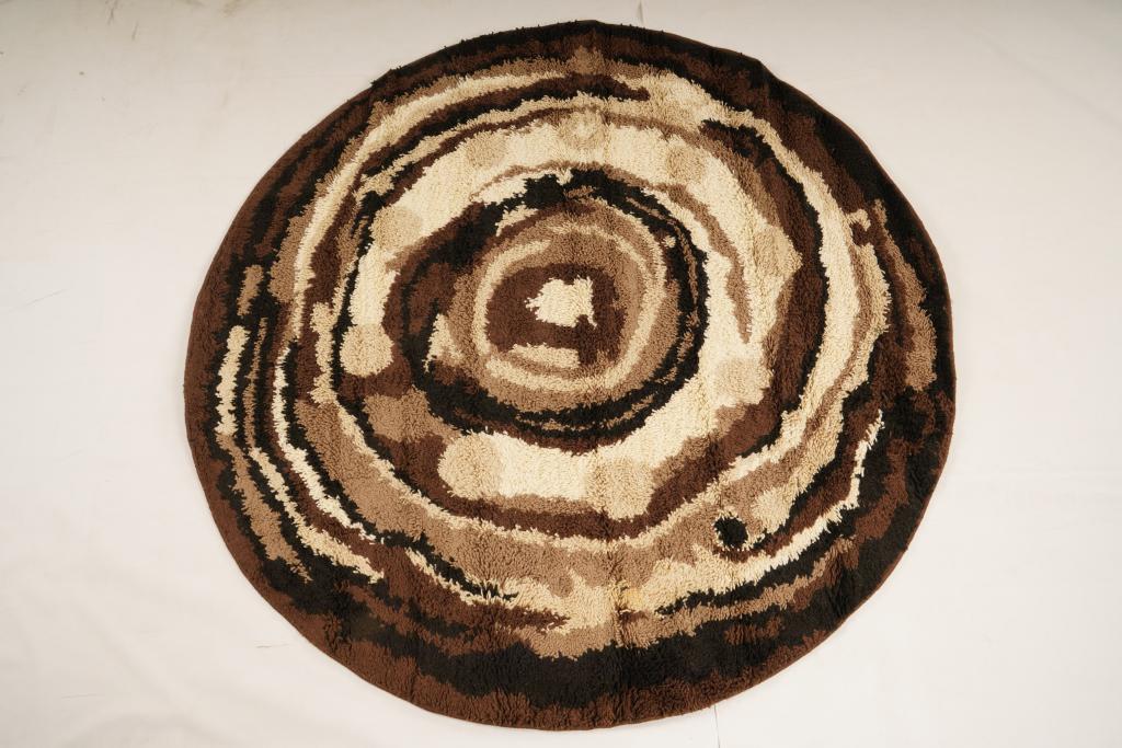 Danish Ege Boutique Wool MidCentury Rya Rug: Purchased new by an esteemed Boston retailer in the 1970's; stored securely since then. Never walked on, no fading, or wear of any kind. 100% wool rya; thick pile carpet
