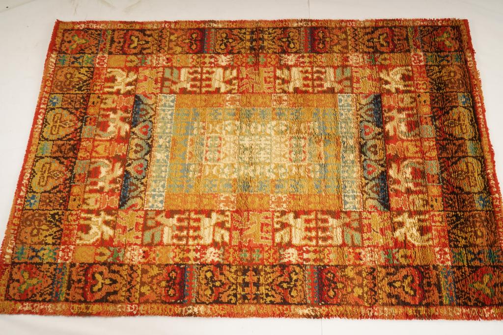 Spanish Compact Carpet Wool MidCentury Rya Rug (1 of 5)