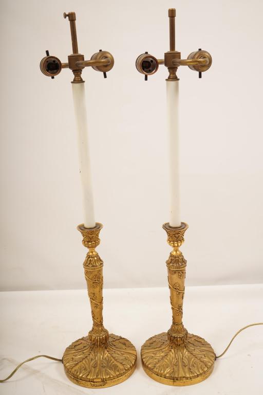 Pair Louis XVI Style Gilt Bronze Table Lamps (1 of 4)