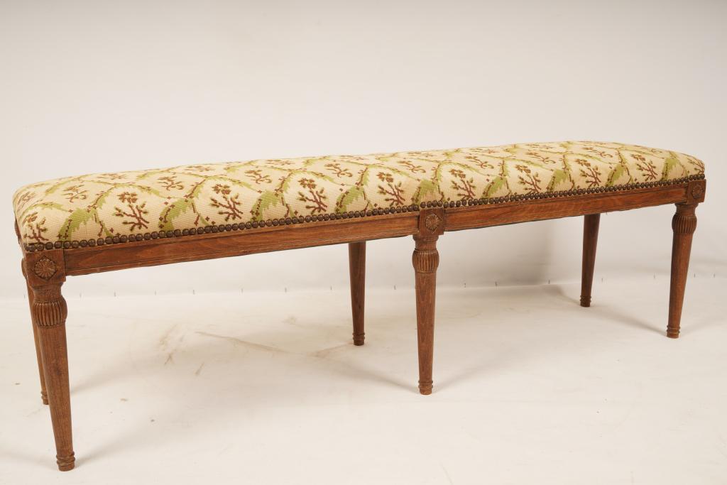 Louis XVI Style Needlepoint Upholstered Bench (1 of 6)