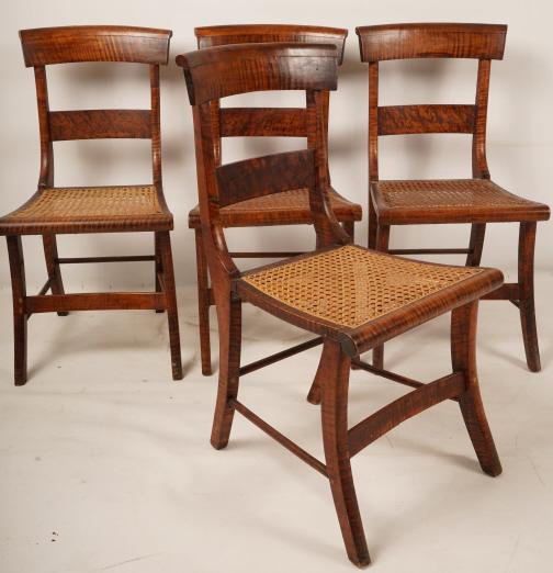 Four American Tiger Maple Side Chairs (1 of 6)