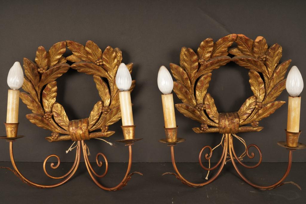 Pair Carved Gilt Neoclassical Wall Sconces (1 of 6)