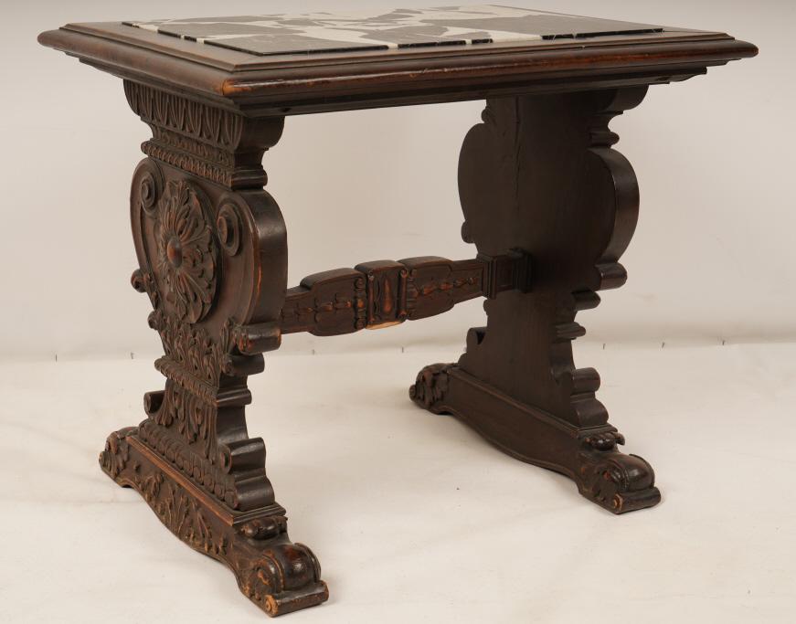 Italian Renaissance Style Marble Inset Side Table (1 of 4)