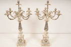 Pair Large Silverplate Seven-Light Candelabra