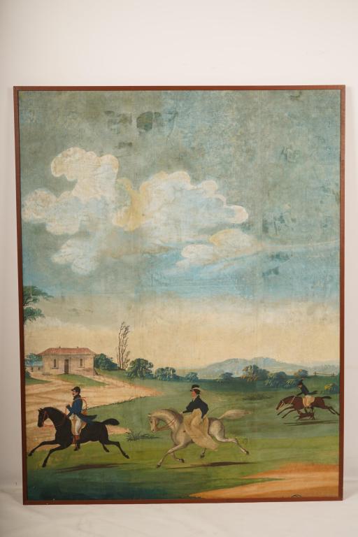 Large French Mounted and Framed Wallpaper Panel (1 of 4)