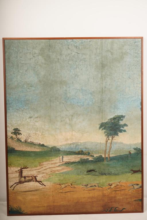 Large French Mounted and Framed Wallpaper Panel (1 of 4)