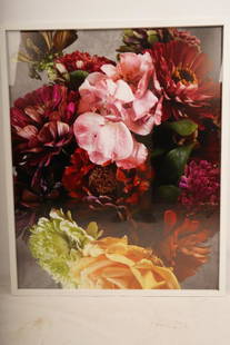 Large Framed Photograph of Flowers: Sight Size: 43.5" x 35". Professionally mounted and custom framed.