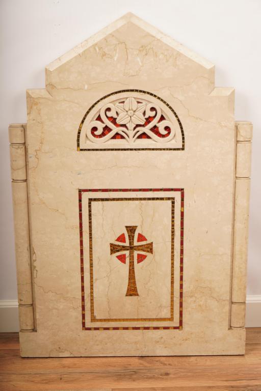 Carved Marble Mosaic Inset Altar Relief (1 of 5)