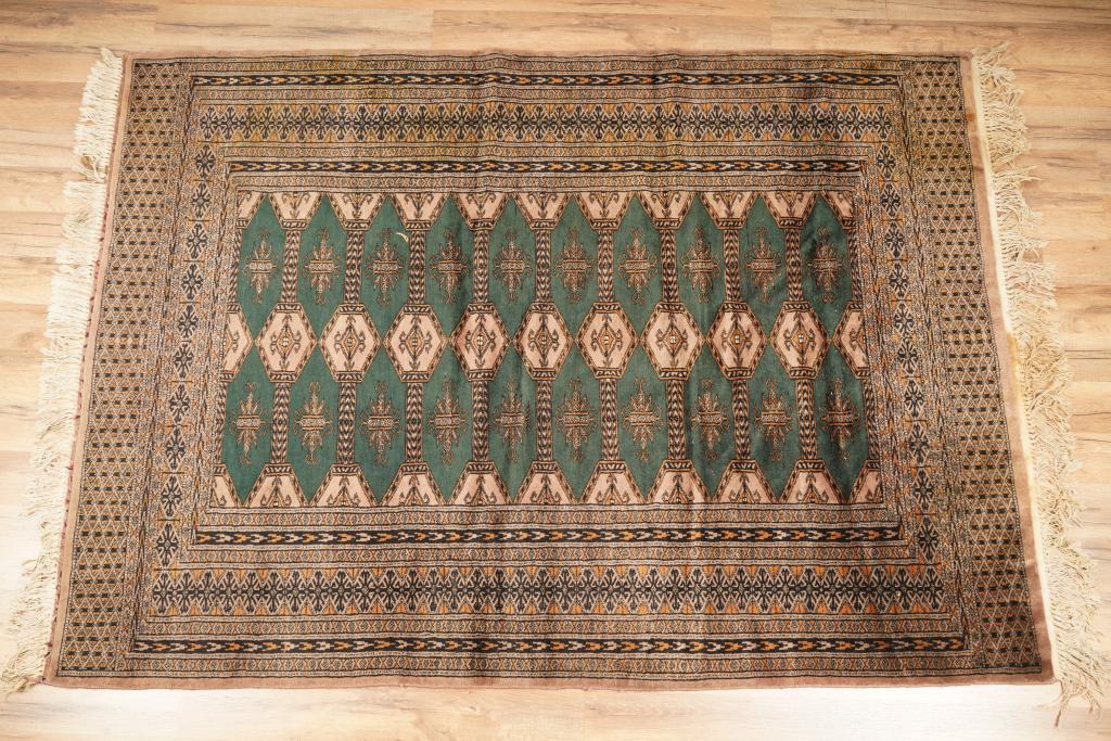 Green Bokhara Style Wool Hand-Knotted Rug (1 of 4)