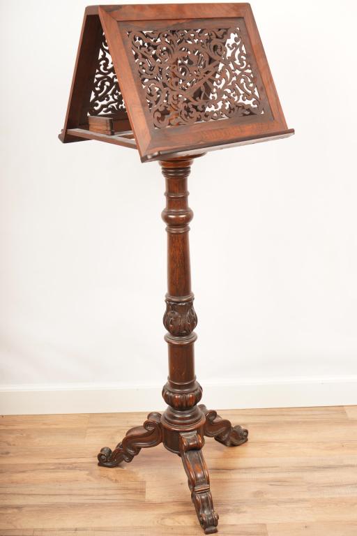 19th C Carved Rosewood Music Stand (1 of 7)