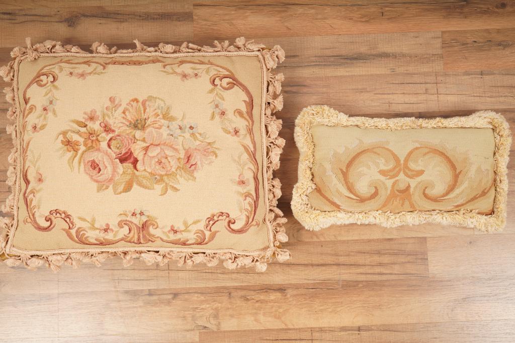 2 Aubusson Style Needlepoint Throw Pillows (1 of 6)