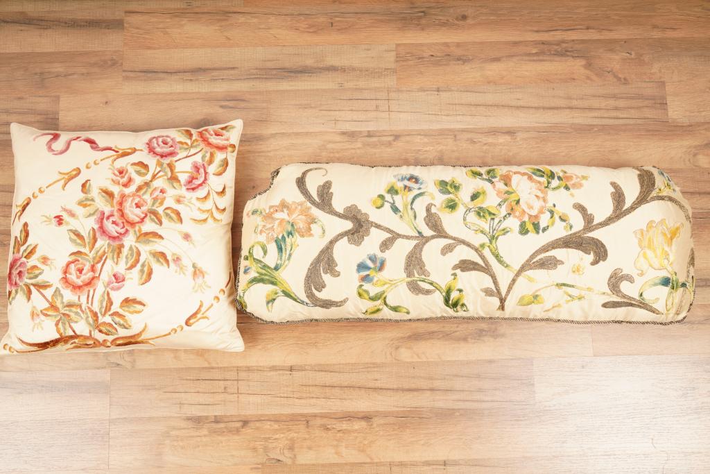 2 Silk Embroidered Throw Pillows (1 of 9)