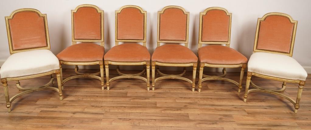 6 Parcel Gilt Cream Painted Louis XVI Dining Chairs (1 of 9)
