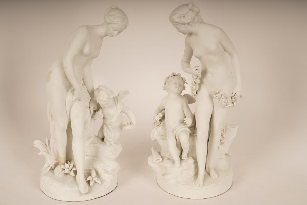 Pair 19thC. Sevres Bisque Porcelain Sculptures (1 of 11)