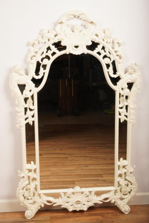 Large Louis XV Style White Painted Mirror (1 of 7)