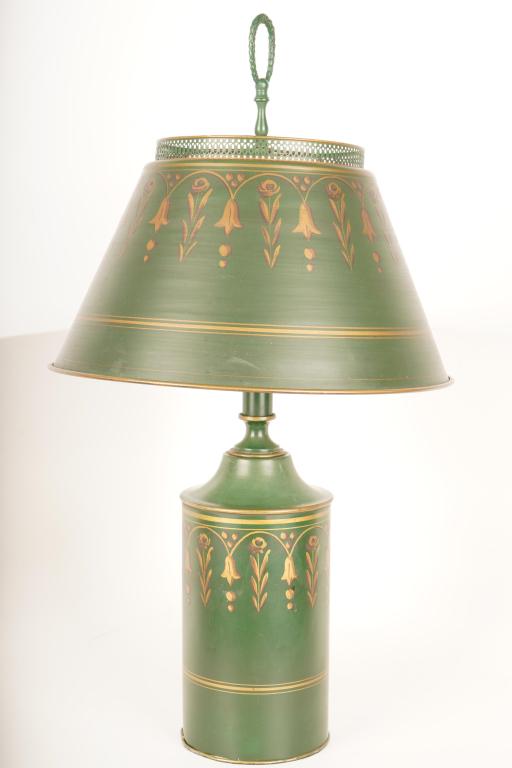 Regency Style Green Painted Tole Lamp (1 of 6)