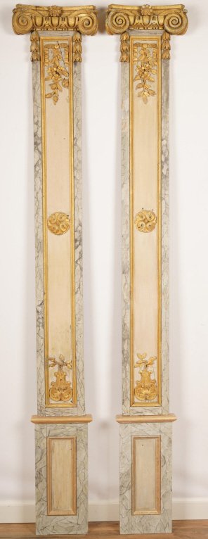 Pair Parcel Gilt Carved Wood Neoclassical Pilasters (1 of 10)