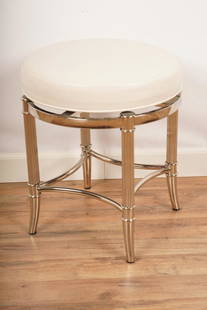 Frontgate Leather Upholstered Chrome Stool: Frontgate Leather Upholstered Chrome Stool