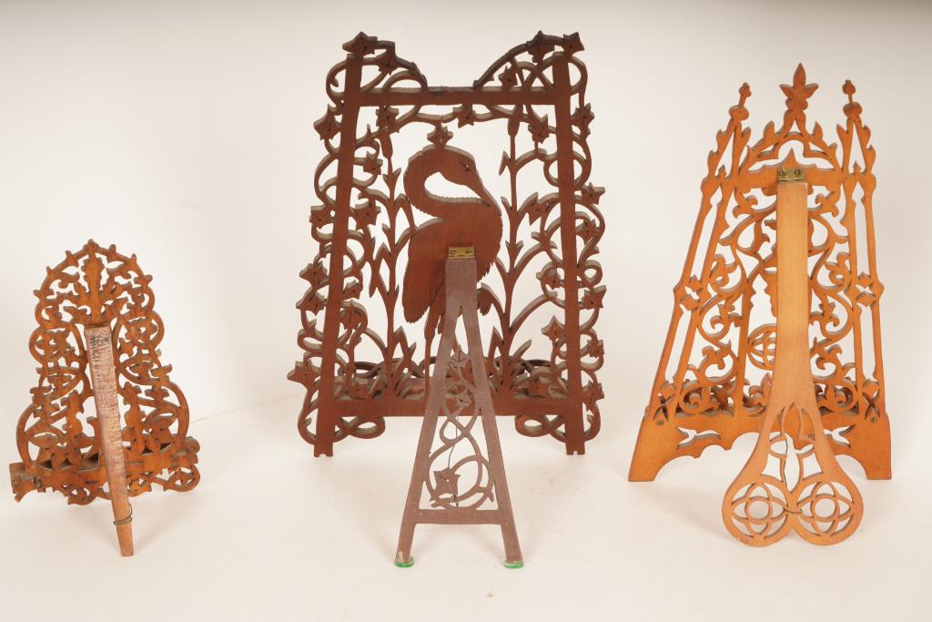 Three 19thC Victorian Fretwork Table Easels: Three 19thC Victorian Fretwork Table Easels