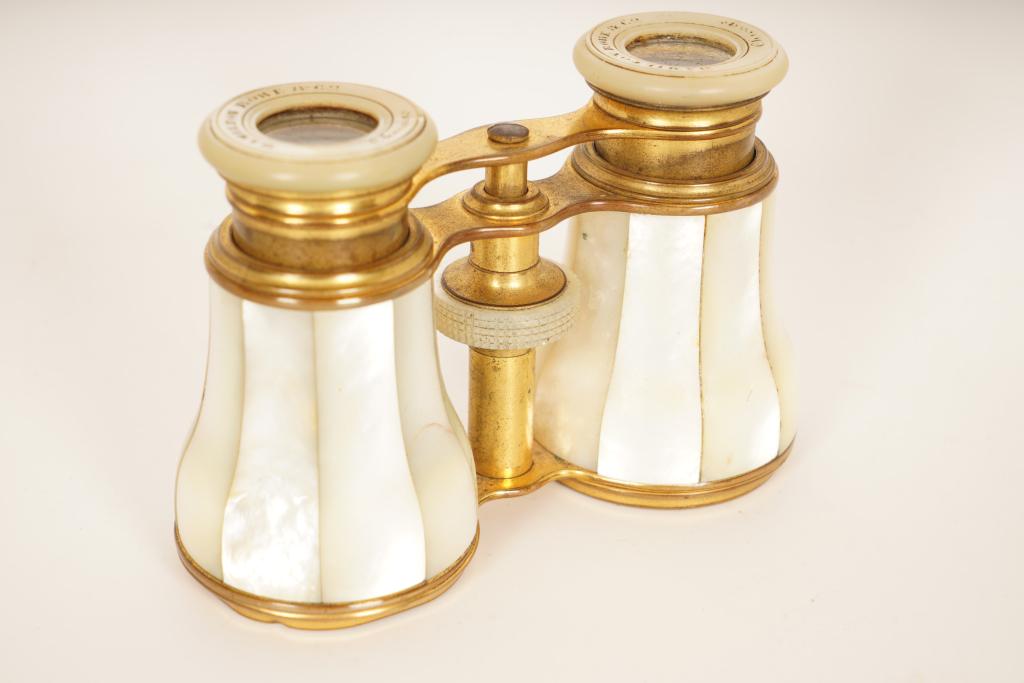 MOP Gilt Metal Opera Binoculars: Retailed by Hamilton Rowe Chicago