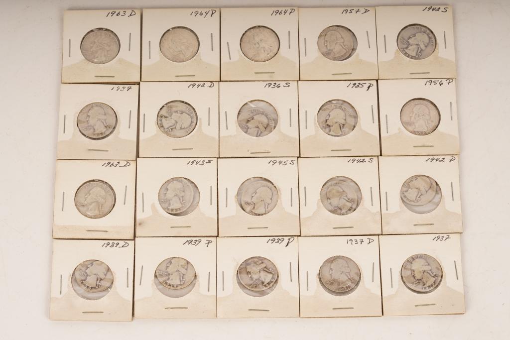 Group $5 Face Value Washington Quarters Silver (1 of 4)