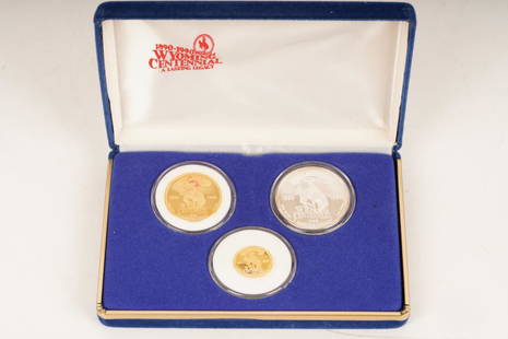 Wyoming Centennial Proof Gold Silver Coins: 1.25 oz .999 fine gold total + 1 oz. .999 pure silver with certificate