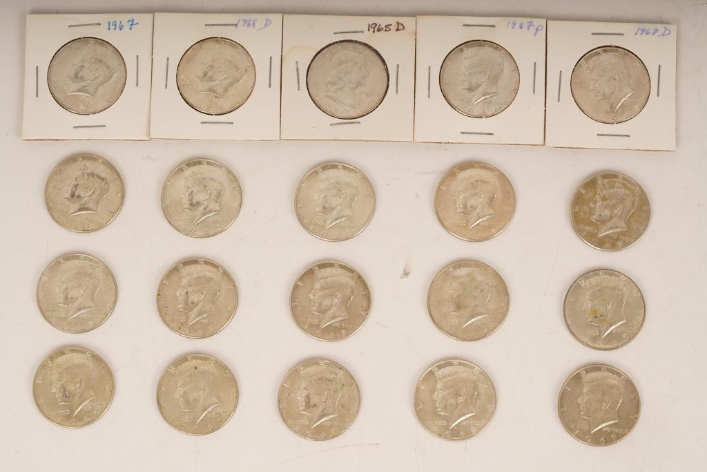 Group $10 Face Value 1965-1968 Kennedy Halves (1 of 2)