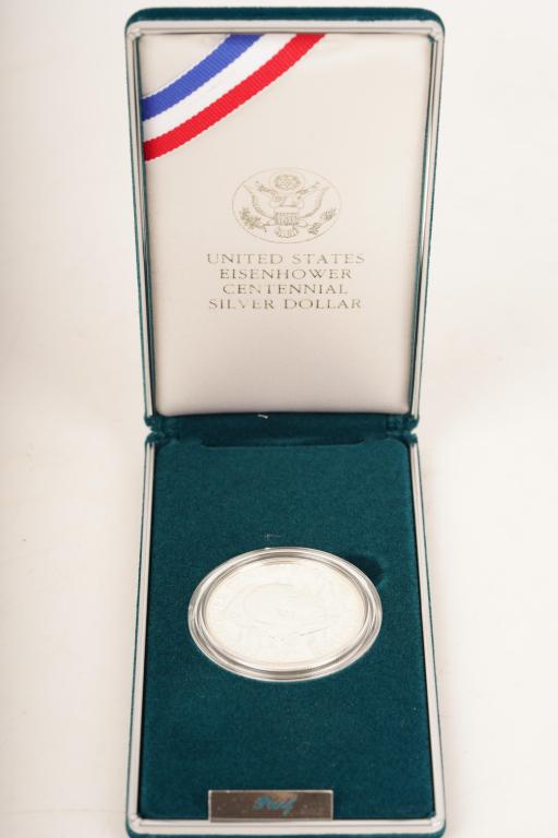 US Eisenhower 1990 Centennial Silver Dollar (1 of 4)
