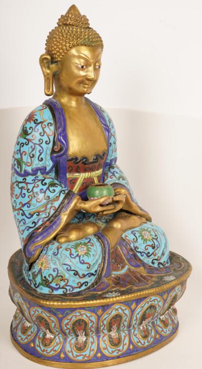 Large Chinese Gilt Cloisonne Buddha (1 of 10)