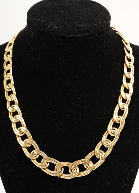14K Gold Flat Link Necklace 28.2g (1 of 5)