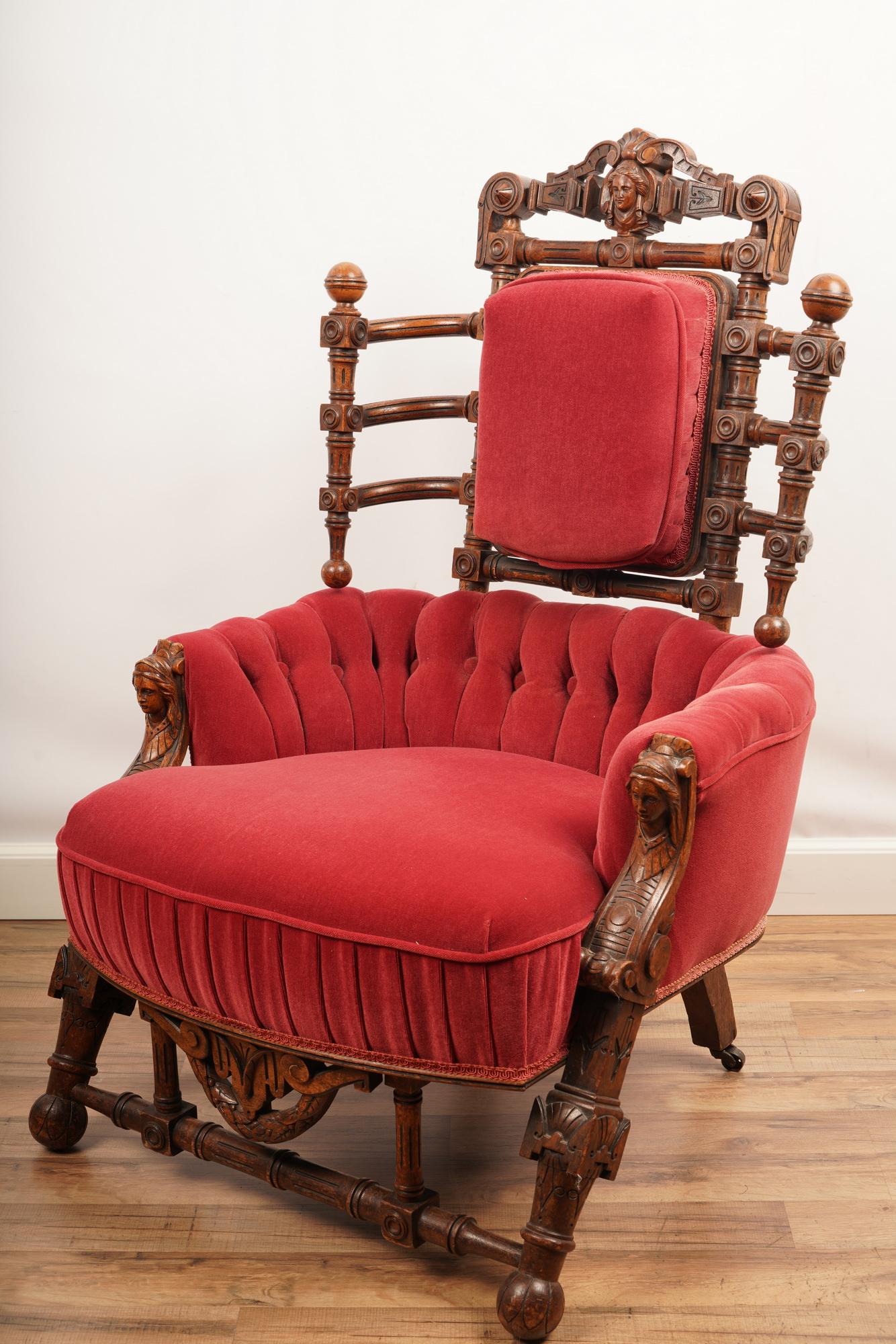 George Hunziger Upholstered Arnchair: H 41” x W 27” x D 23” The net proceeds from this lot benefit womenâ€™s charities.