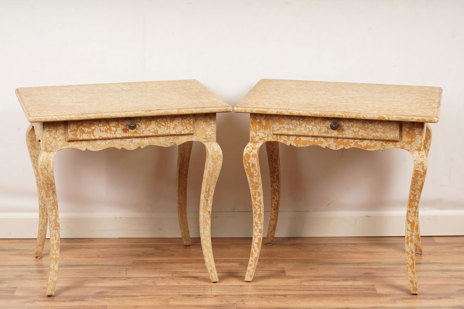 Pair Crackle Painted Side Tables (1 of 4)