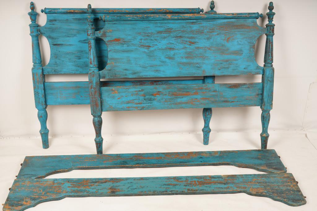 American Blue Paint Decorated Bed (1 of 3)