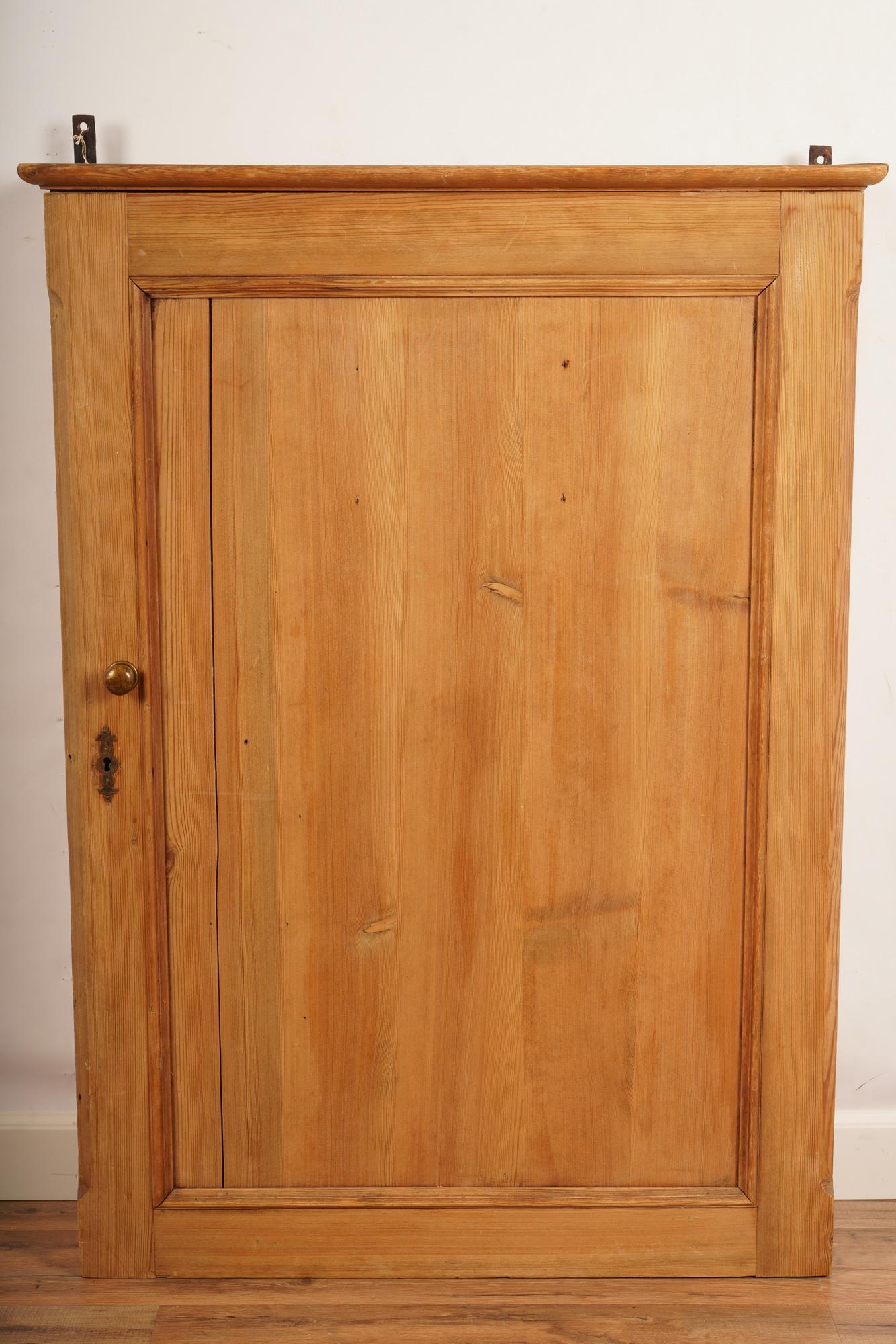 Waxed Pine Hanging Wall Cabinet, Shallow (1 of 5)
