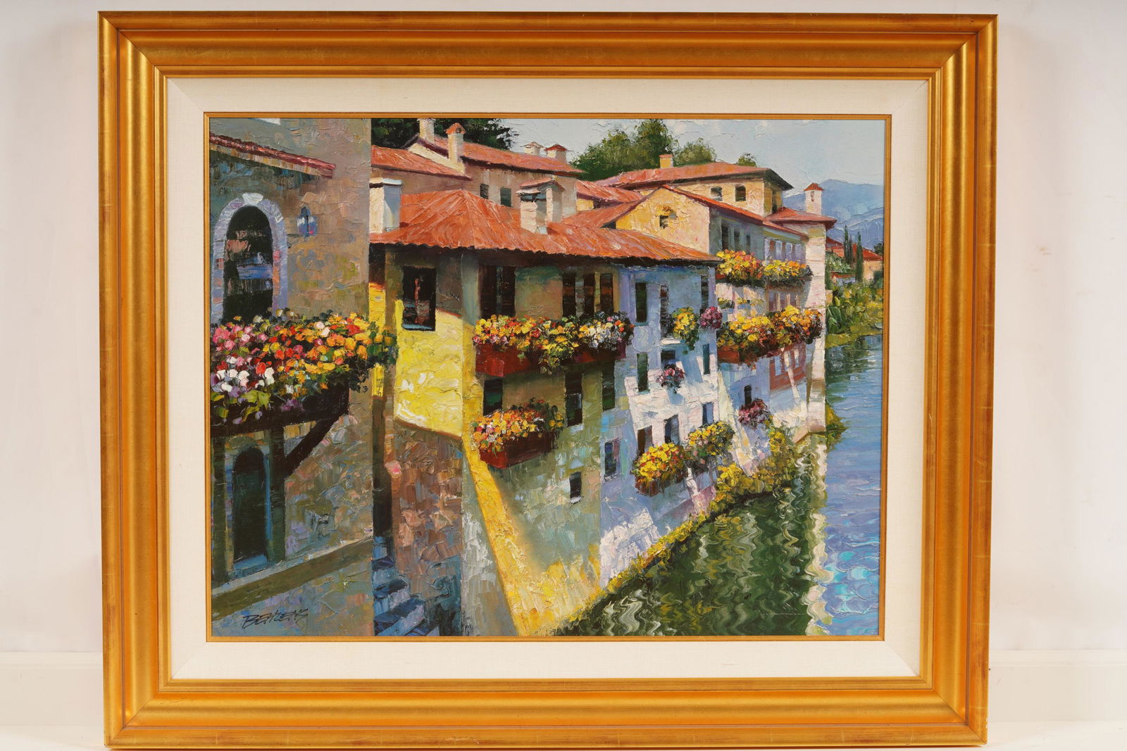 Brushstrokes Collection Behrens Del Grappa 608/980: Reproduction painting by Howard Behrens, Bassano Del Grappa. Limited edition, authorized reproduction made by Brushstrokes with artist enhancements. Sight H 32" x W 25". Frame H 41" x W 34".