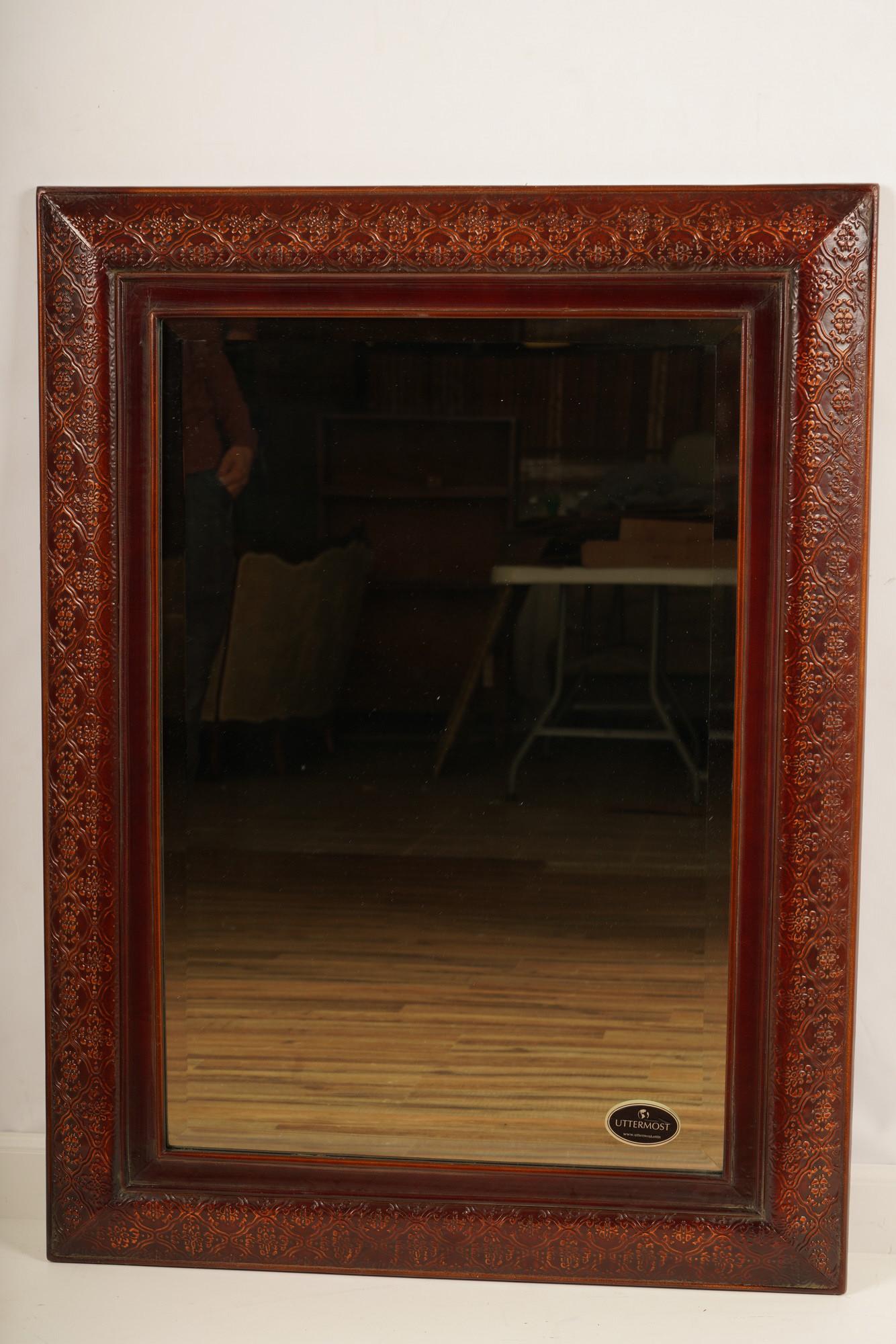 Large Burnt Red Painted Mirror by Uttermost (1 of 6)