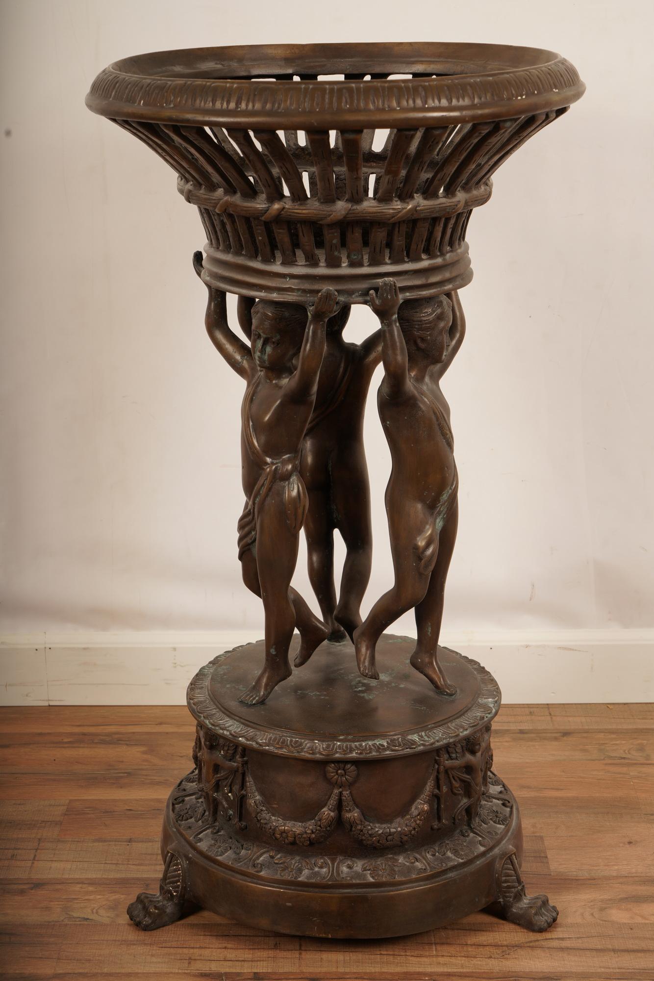 Large Empire Style Patinated Metal Jardinaire: Good condition H 33 W 20 D 20