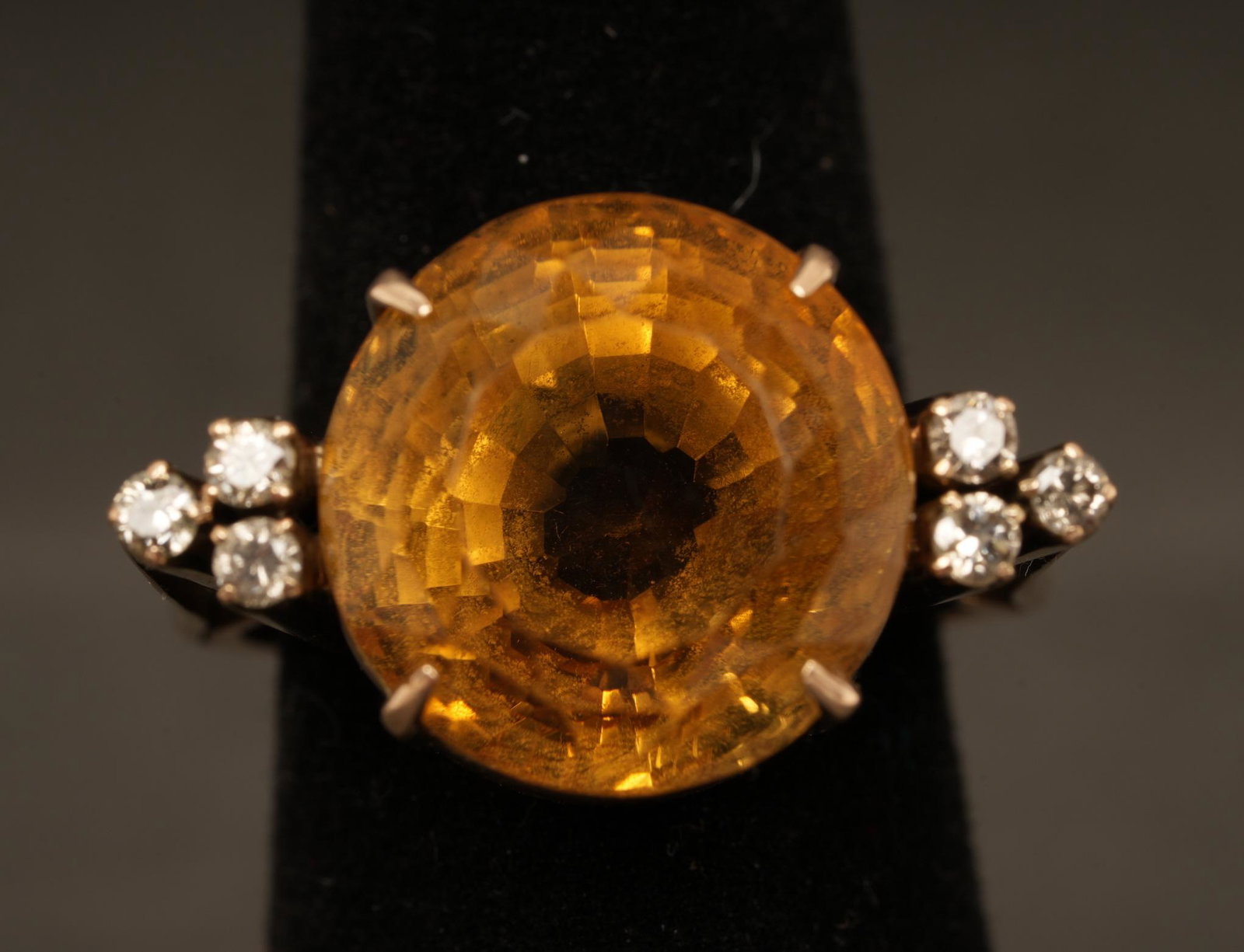 14K Gold Yellow Topaz Ring Diamonds (1 of 5)