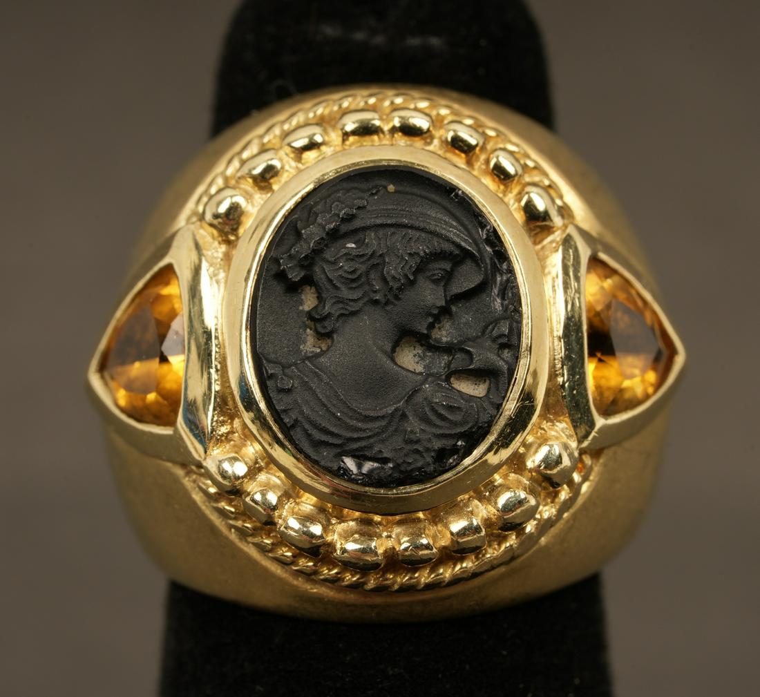 14K Gold Black Onyx Cameo Ring Size 4 (1 of 5)