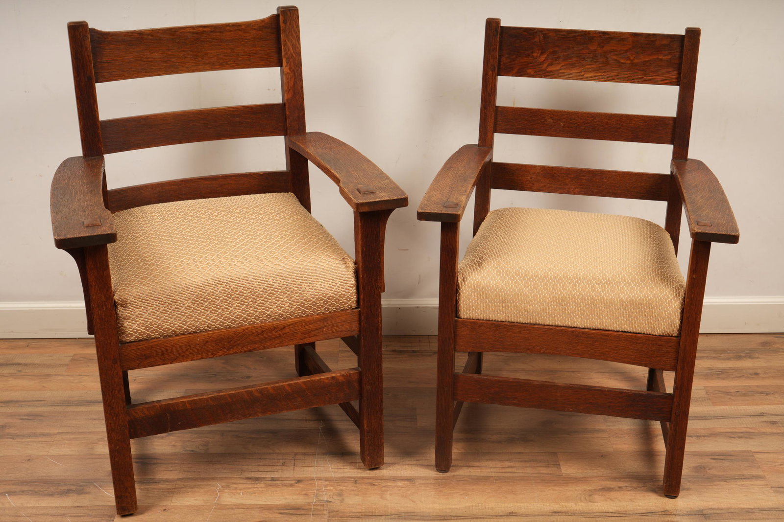 Pair L&J.G. Stickley Arts & Crafts Arm Chairs (1 of 6)