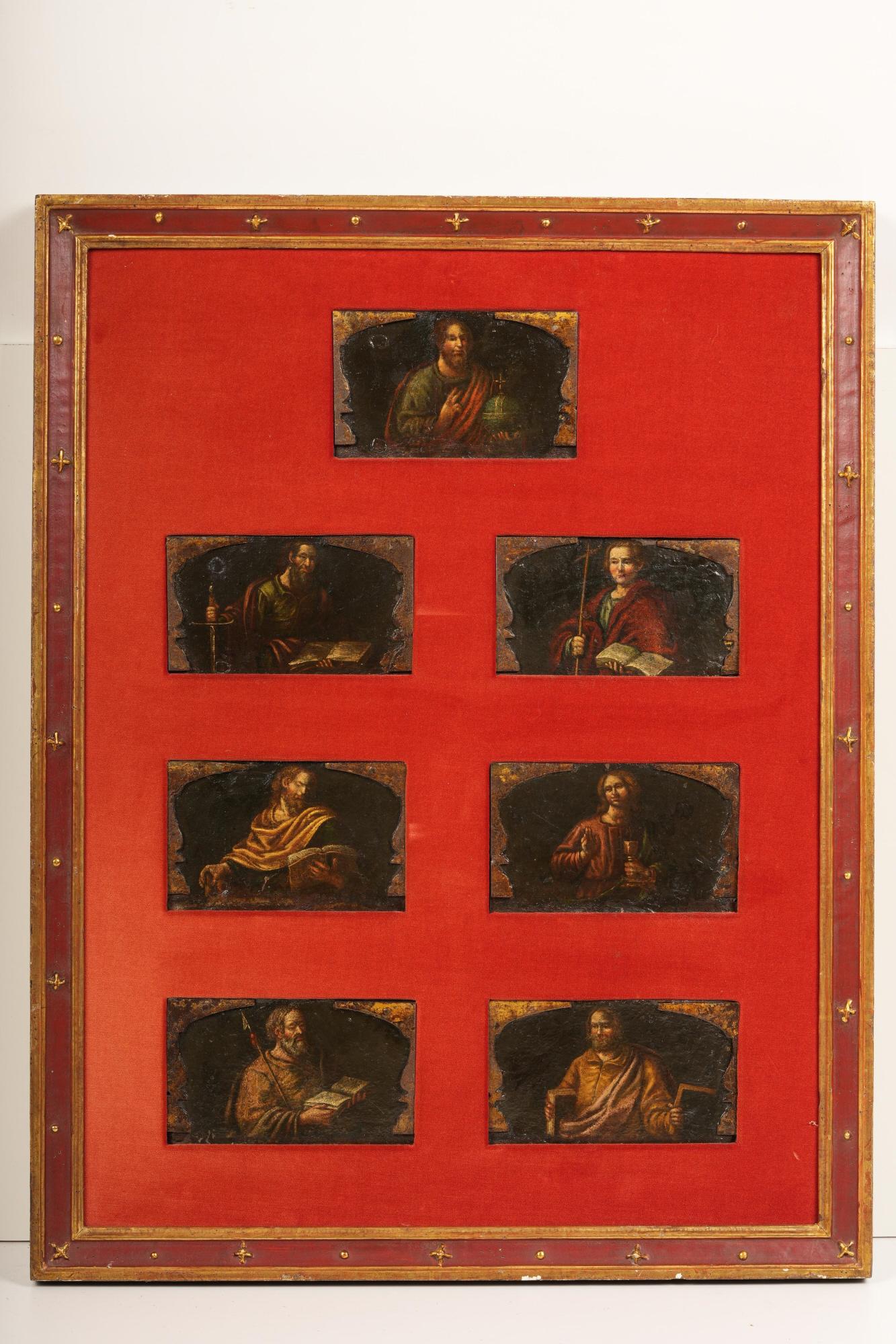 Continental Oil on Tin Retablo Christ w Apostles (1 of 5)