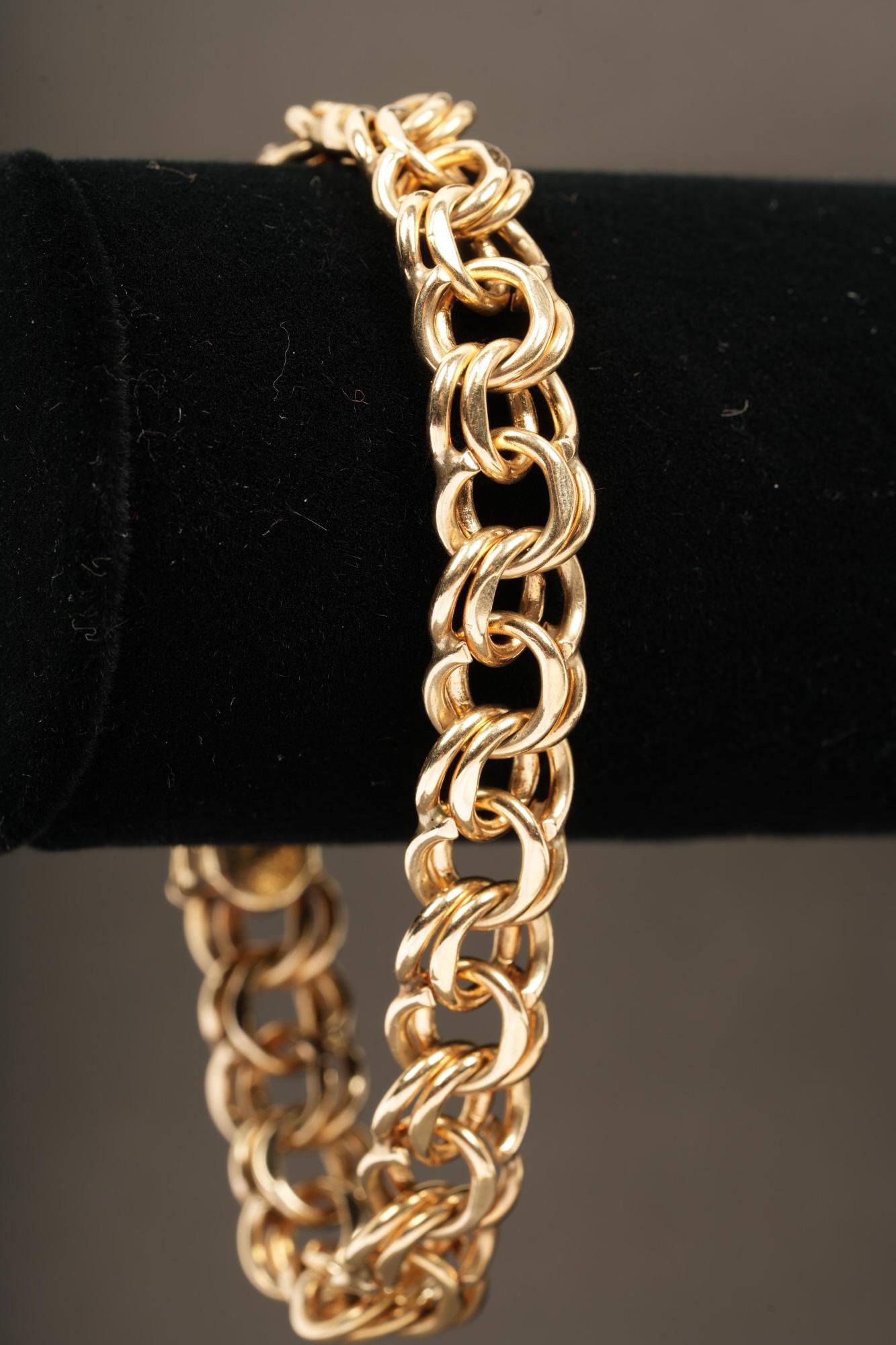 14K Gold Double Link Heavy Bracelet 31g (1 of 4)