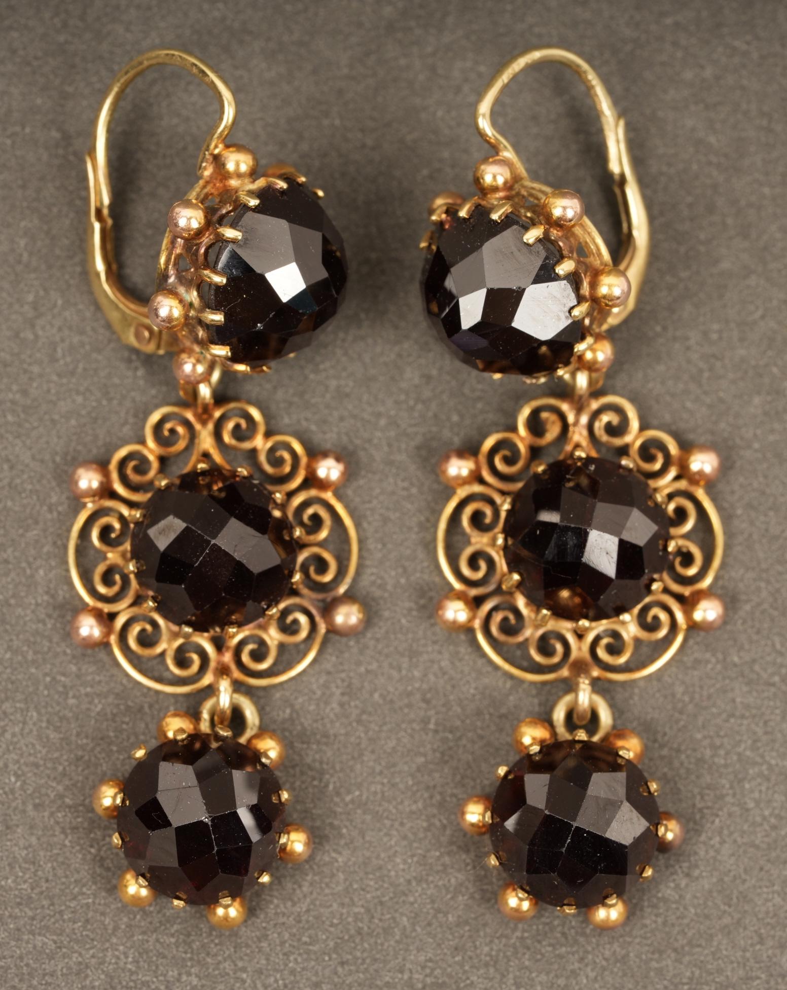14K Gold Ruby Etruscan Style Earrings (1 of 4)