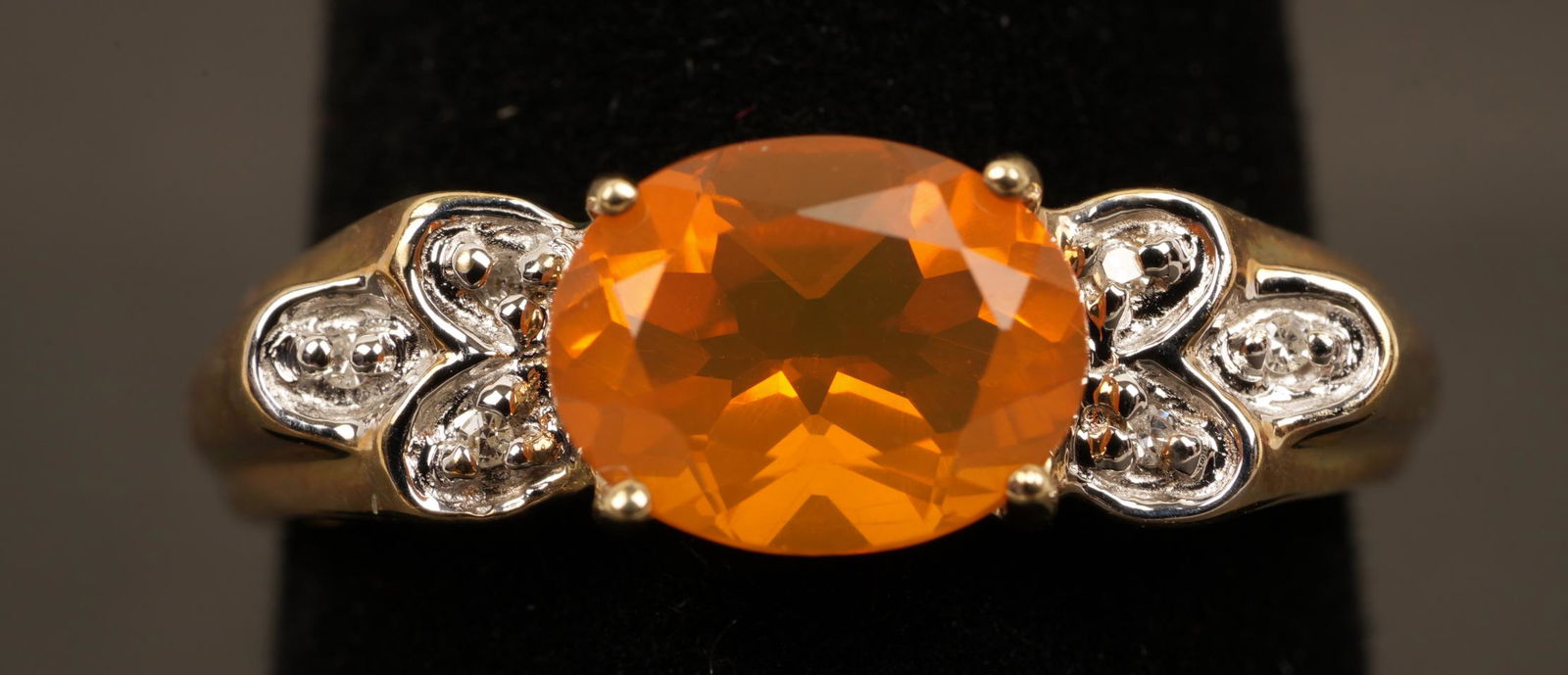 10K Gold Orange Citrine Diamond Ring (1 of 6)
